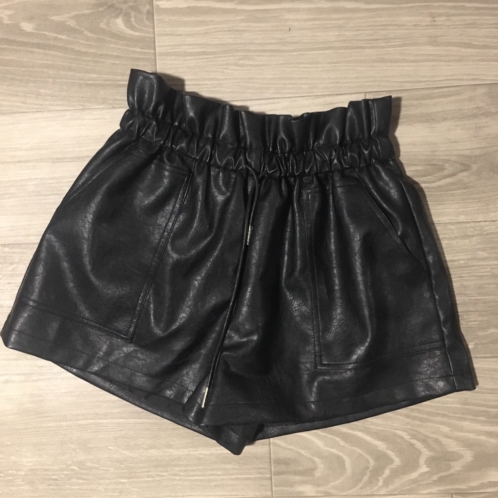 Faux leather shorts